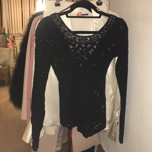 Free People Tops - Free People Embellished Lace Top with Low Back